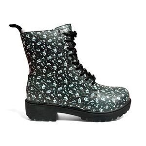 Alegria Women EU 35 Ari Leather Dark Floral Lace Up Combat Boots Lug Sole Grunge